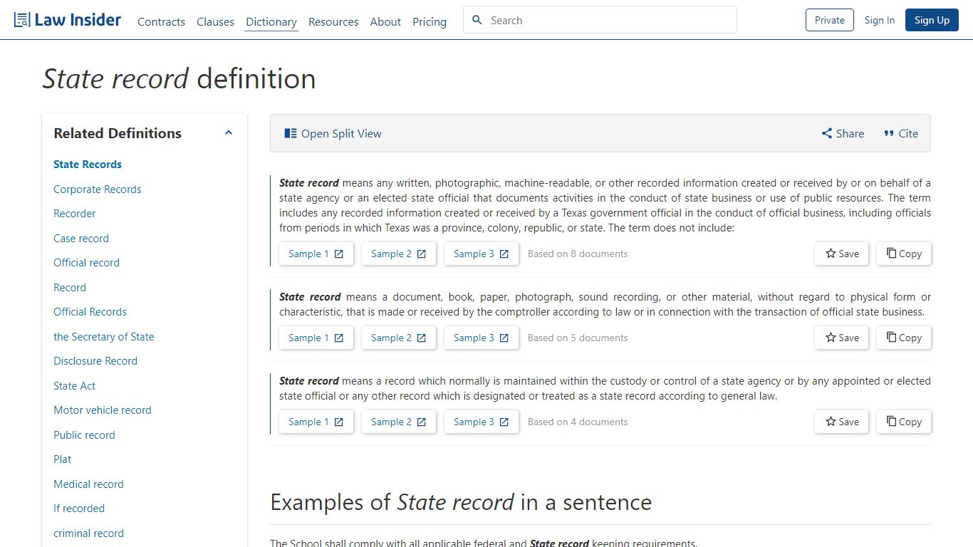 State record Definition | Law Insider